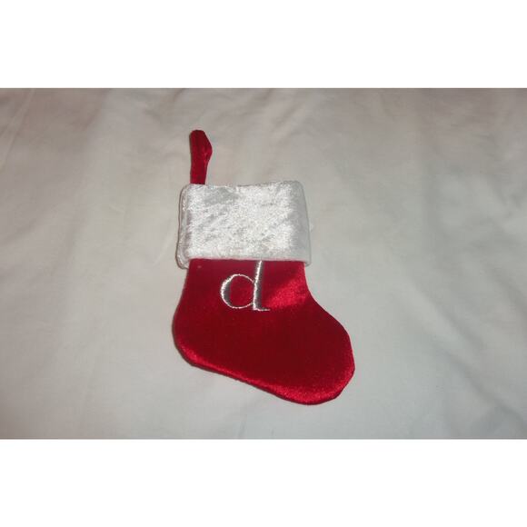 Lower Case d Monogram on red MINI Christmas Stocking 8"X6" by Merry Brite - Picture 1 of 1